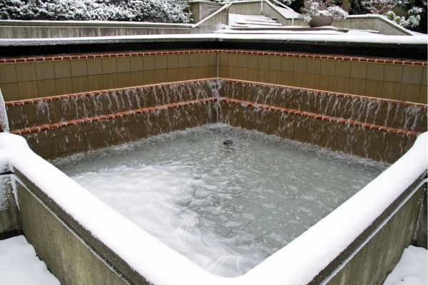 Residential pool in San Mateo, California, showing the importance of winter care