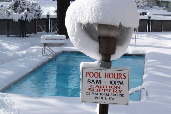 Luxury pool in Hillsborough, California, protected with a professional winter cover